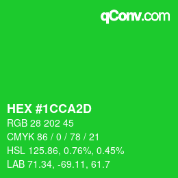 颜色代码: HEX #1CCA2D | qconv.com
