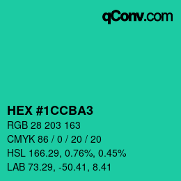 Color code: HEX #1CCBA3 | qconv.com