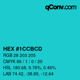 Color code: HEX #1CCBCD | qconv.com