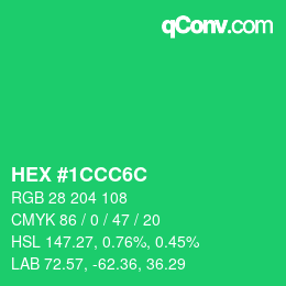 Color code: HEX #1CCC6C | qconv.com