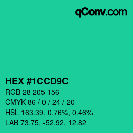 Color code: HEX #1CCD9C | qconv.com