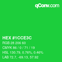 Color code: HEX #1CCE3C | qconv.com