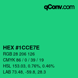 Color code: HEX #1CCE7E | qconv.com