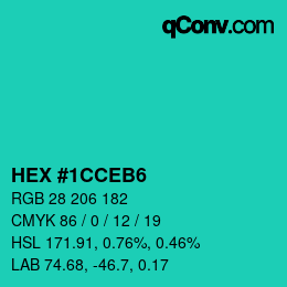 Color code: HEX #1CCEB6 | qconv.com