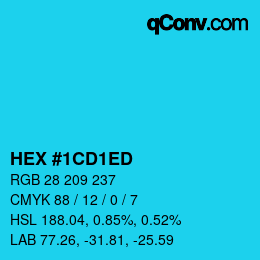カラーコード: HEX #1CD1ED | qconv.com