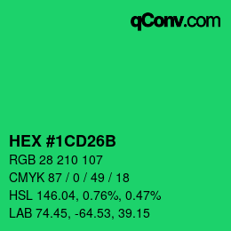 カラーコード: HEX #1CD26B | qconv.com