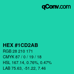 Color code: HEX #1CD2AB | qconv.com