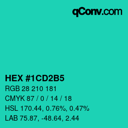 Color code: HEX #1CD2B5 | qconv.com