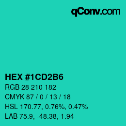 Color code: HEX #1CD2B6 | qconv.com