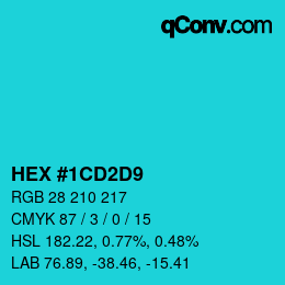 Color code: HEX #1CD2D9 | qconv.com