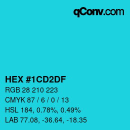 颜色代码: HEX #1CD2DF | qconv.com