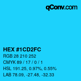 Color code: HEX #1CD2FC | qconv.com