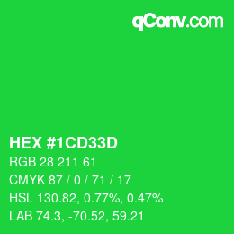 カラーコード: HEX #1CD33D | qconv.com