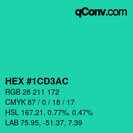 Color code: HEX #1CD3AC | qconv.com