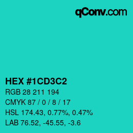 Color code: HEX #1CD3C2 | qconv.com