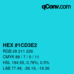 カラーコード: HEX #1CD3E2 | qconv.com