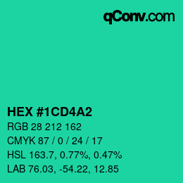 颜色代码: HEX #1CD4A2 | qconv.com