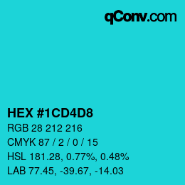 カラーコード: HEX #1CD4D8 | qconv.com
