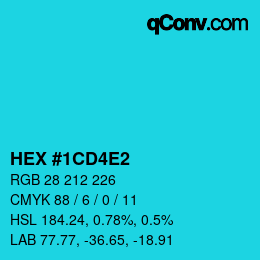 カラーコード: HEX #1CD4E2 | qconv.com