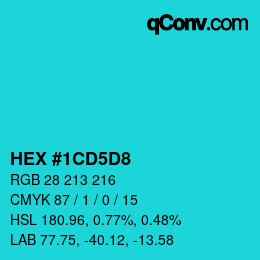 カラーコード: HEX #1CD5D8 | qconv.com