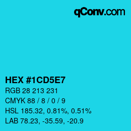 カラーコード: HEX #1CD5E7 | qconv.com
