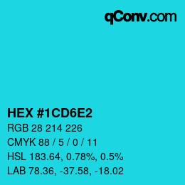 カラーコード: HEX #1CD6E2 | qconv.com
