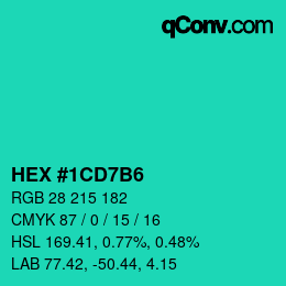 カラーコード: HEX #1CD7B6 | qconv.com