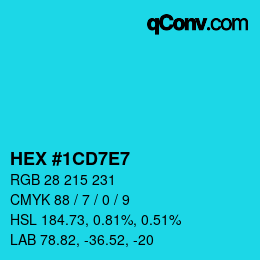 カラーコード: HEX #1CD7E7 | qconv.com
