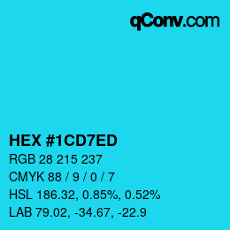 Color code: HEX #1CD7ED | qconv.com