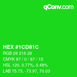 Color code: HEX #1CD81C | qconv.com