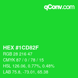 Color code: HEX #1CD82F | qconv.com