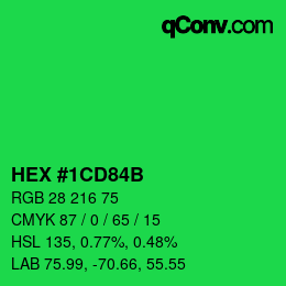 Color code: HEX #1CD84B | qconv.com
