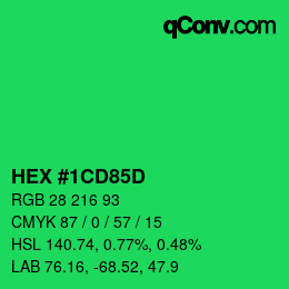 Color code: HEX #1CD85D | qconv.com