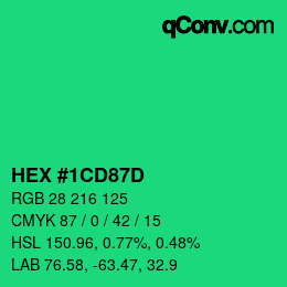 Color code: HEX #1CD87D | qconv.com