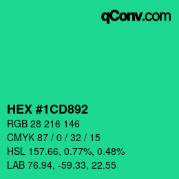Color code: HEX #1CD892 | qconv.com