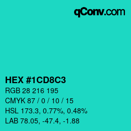 Color code: HEX #1CD8C3 | qconv.com