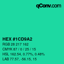 カラーコード: HEX #1CD9A2 | qconv.com