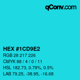 カラーコード: HEX #1CD9E2 | qconv.com