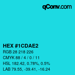 Color code: HEX #1CDAE2 | qconv.com