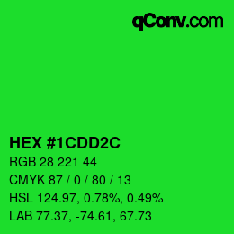 Color code: HEX #1CDD2C | qconv.com