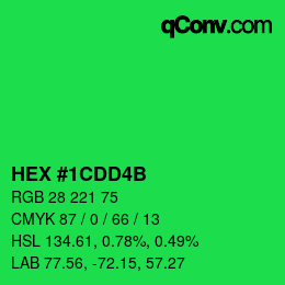 Color code: HEX #1CDD4B | qconv.com