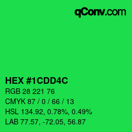 Color code: HEX #1CDD4C | qconv.com