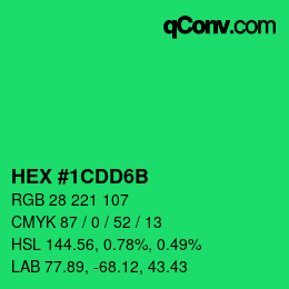 カラーコード: HEX #1CDD6B | qconv.com
