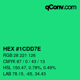 Color code: HEX #1CDD7E | qconv.com