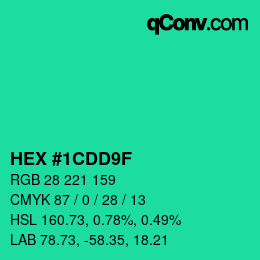 Color code: HEX #1CDD9F | qconv.com