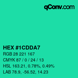 カラーコード: HEX #1CDDA7 | qconv.com