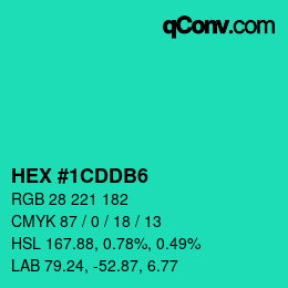 Color code: HEX #1CDDB6 | qconv.com