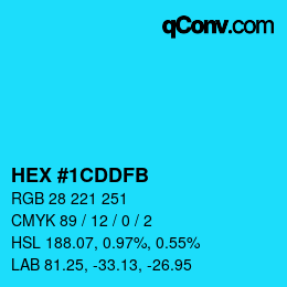 Color code: HEX #1CDDFB | qconv.com