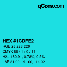 カラーコード: HEX #1CDFE2 | qconv.com