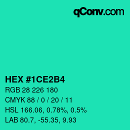 Color code: HEX #1CE2B4 | qconv.com